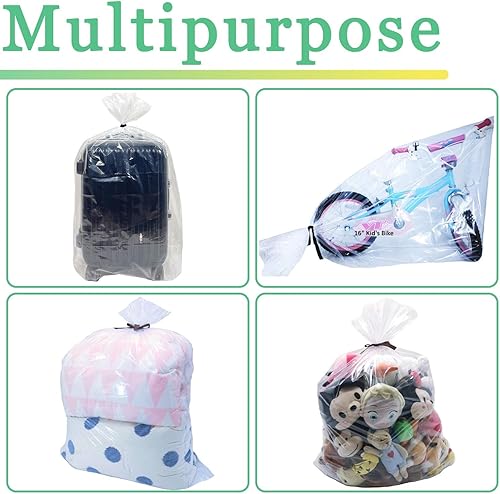 Miniatura 4 de 10 bolsas grandes de plástico transparente, de 40 x 60 pulgadas, a prueba de polvo, grandes bolsas de almacenamiento a prueba de humedad, gigantes