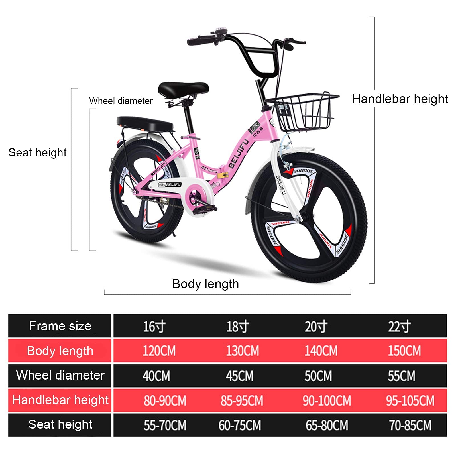 QUNINE Vélo Adulte 16/18/20/22 Pouces vélos Pliables pour Hommes Femmes, Cadre en Acier au Carbone (Vert 22 Pouces)
