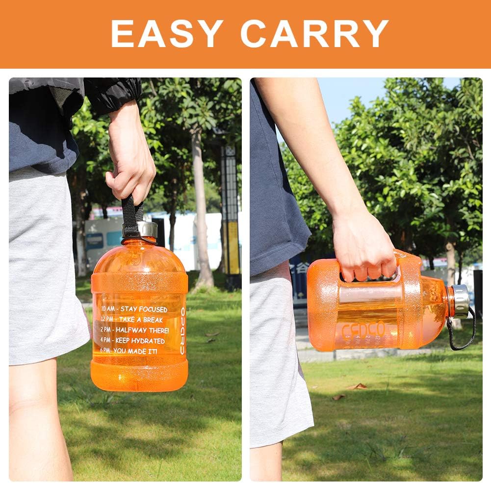 Opard Half Gallon/64 oz Motivational Water Bottle with Time Marker to Drink, BPA Free 1/2 Gallon Reusable Tritan Water jug for Sports Workouts Gym and Outdoor Activity