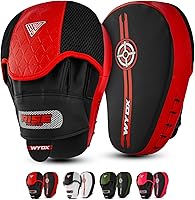 WYOX Curved Boxing Focus Mitts Pads - Premium Synthetic Leather for Muay Thai Kickboxing MMA Hook Jab Training, Ventilated Adjustable Strap
