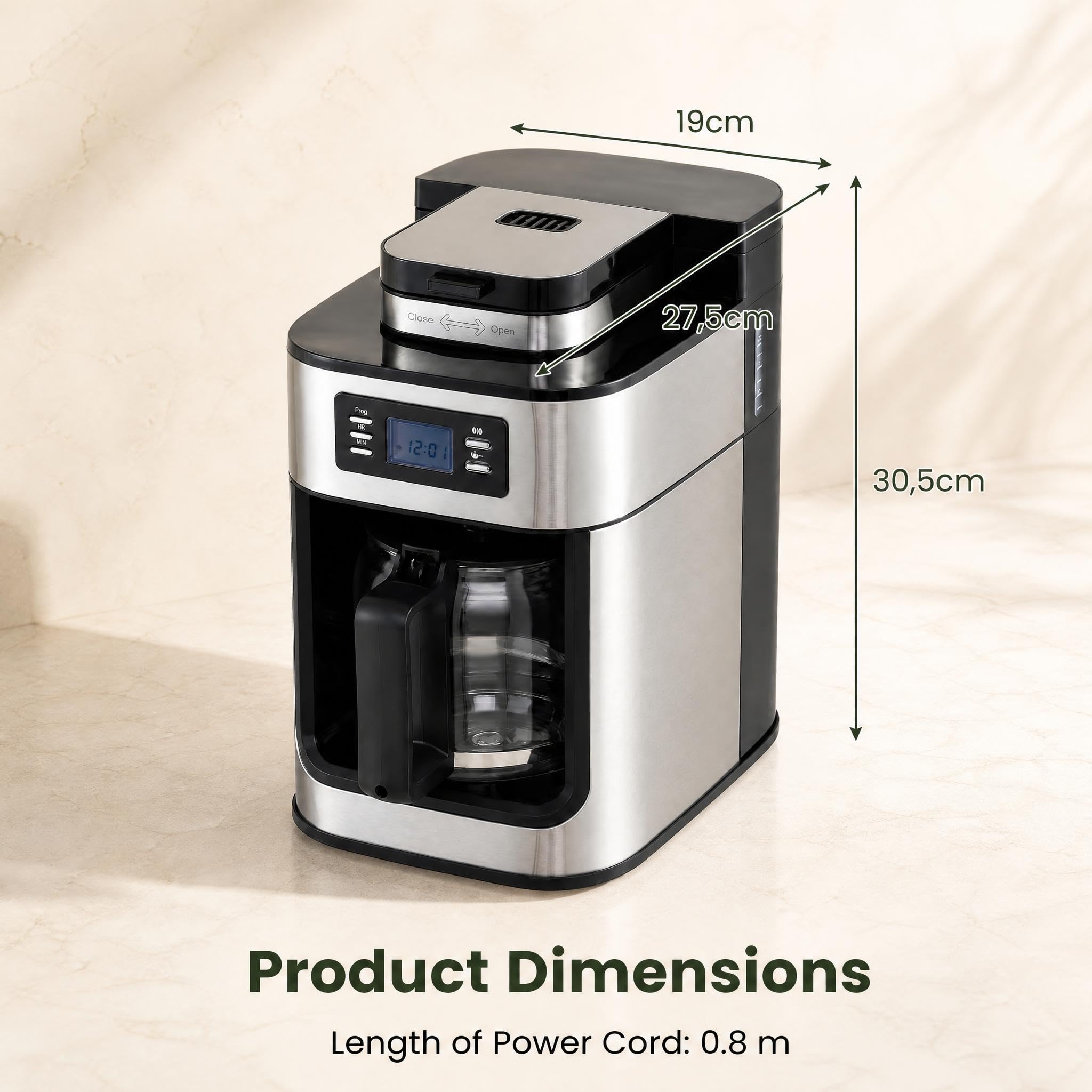 GIANTEX Machina da Caffè Americano a Goccia, con Macinacaffè e Caraffa, 1 L
