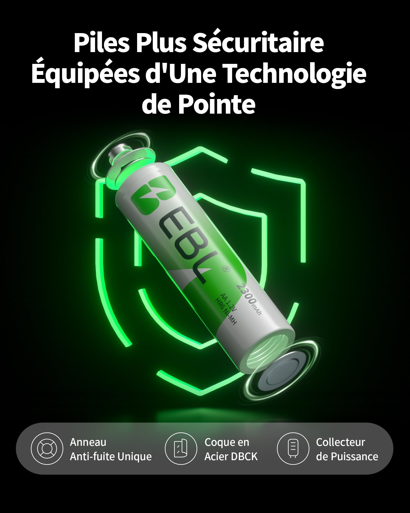 EBL Lot de 16 Piles Rechargeables AA AAA Ni-MH 1.2V HR6 HR03