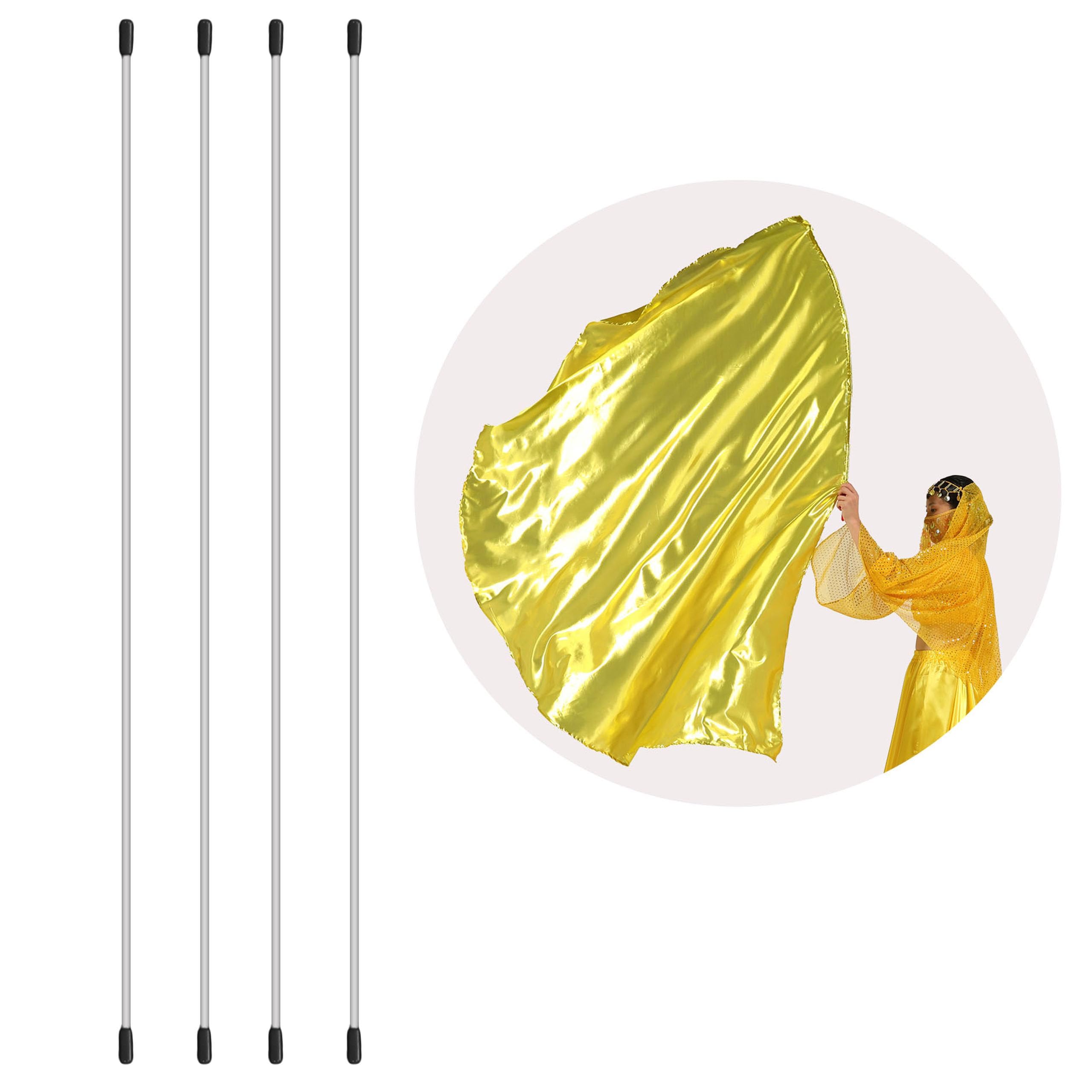 Baisdan 4 Piece Flex Rods, 47 in Worship Flags Bendable Flexible Sticks for Worship and Praise Flag Dance Accessory 3 Diffrence Length