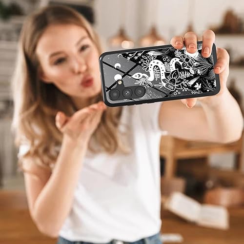 Miniatura 5 de Funda para Samsung Galaxy A14 5G con protector de pantalla, delgada funda para teléfono con diseño de serpiente bruja, luna trippy dsigned, vidrio