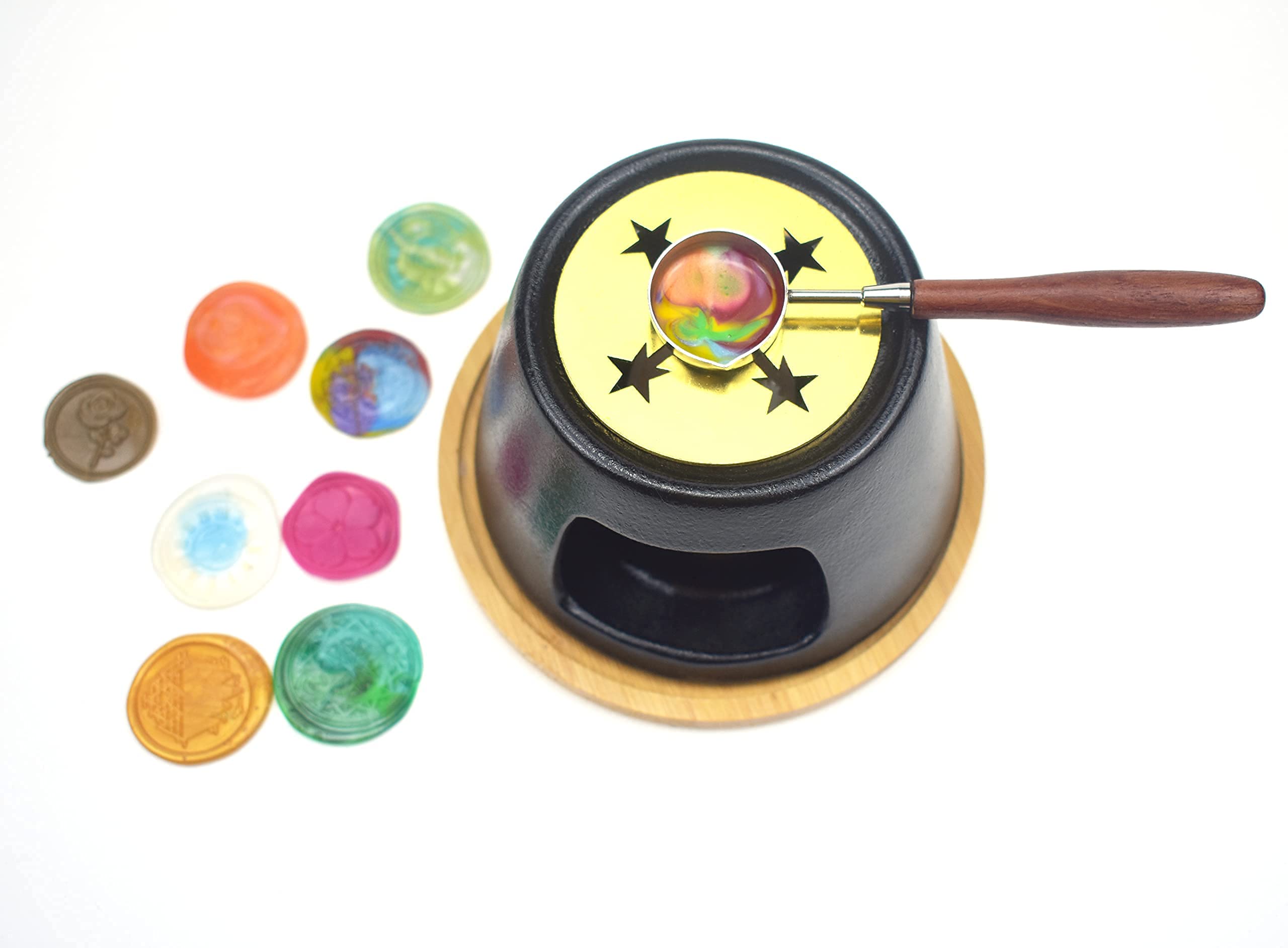 Azatemgo Ceramic Wax Seal Warmer,Seal Warmer Wax Heater with Melting Spoon and Melting Cup 50ml