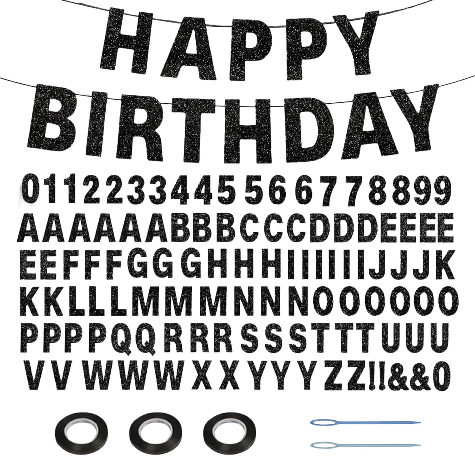 116 PCS DIY Banner Kit with Letters Personalised Birthday Banners Customizable Birthday Graduation Banner Custom Party Hanging Banners for Graduation Wedding Party Baby Shower Decoration (Black)