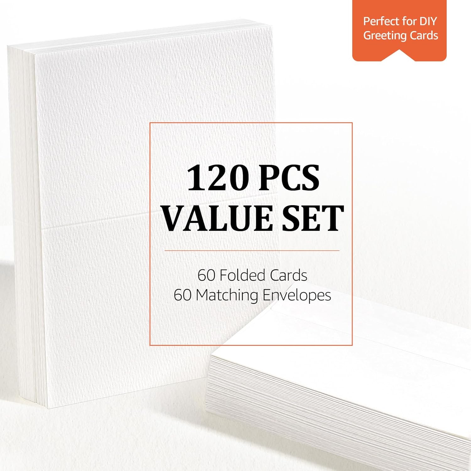 Lazydrop Watercolor Cards with Envelopes 60 Pack - 300gsm 100% Cotton Cold Pressed, 4x6 Inch Foldable Blank Watercolor Paper