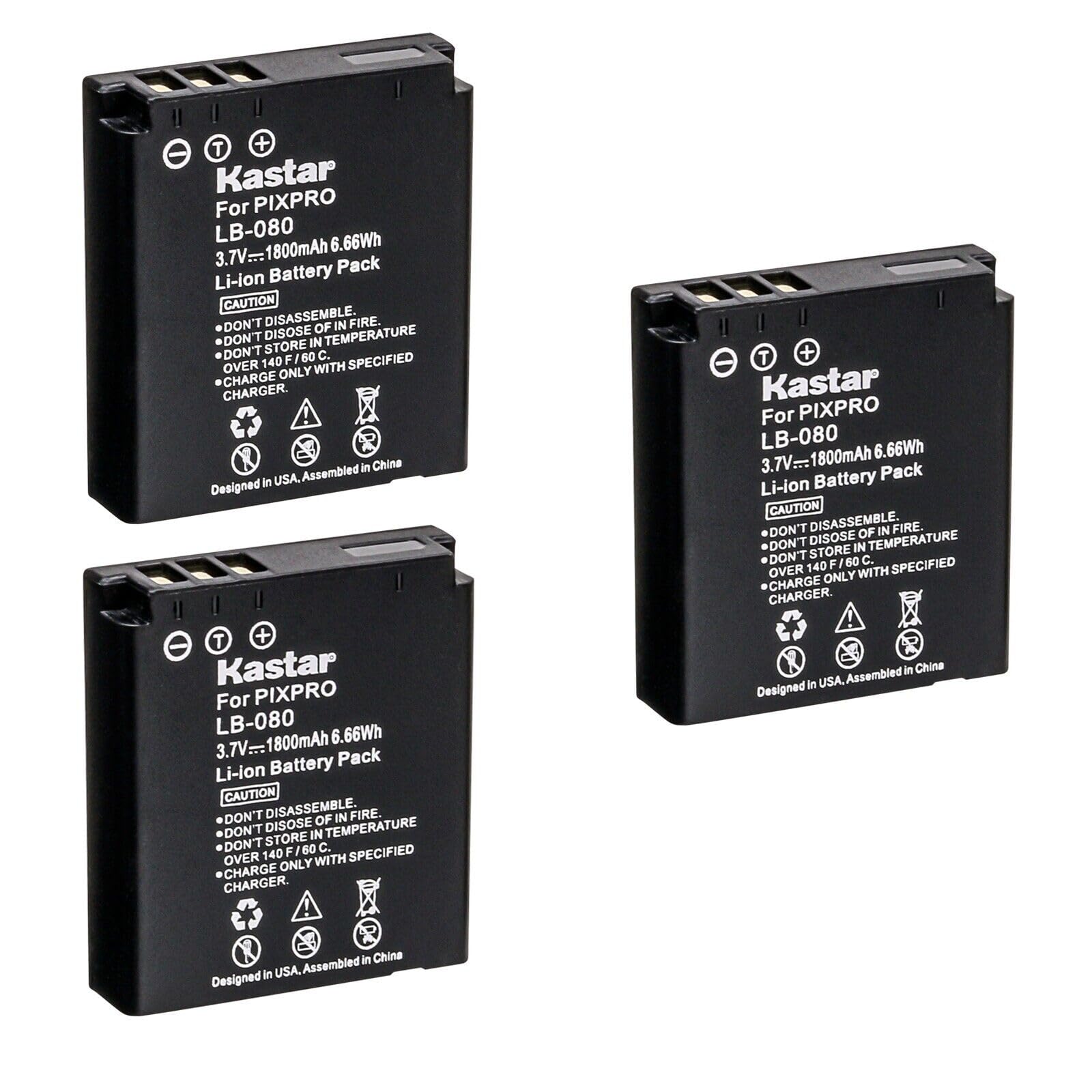 Kastar 4-Pack LB080 Battery & USB Charger Kit - Universal Replacement For Kodak, Panasonic, Samsung Cameras