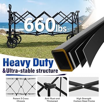 Sekey 300L Extended Collapsible Wagon, 660 lb Capacity, 48 in Long