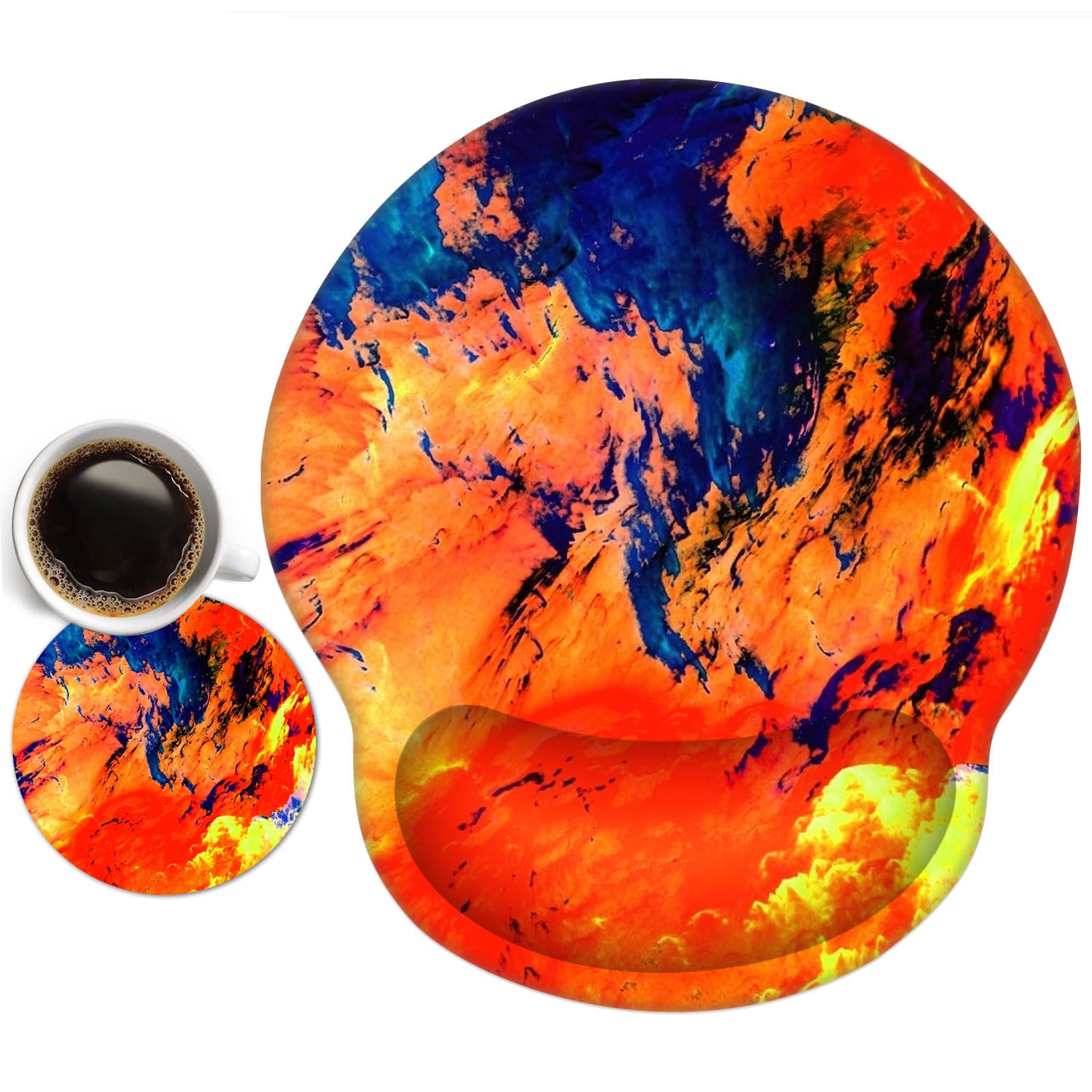 DINKY Ergonomic Mouse Pads, Cute Mouse Pad with Wrist Rest Support Gel, Non-Slip PU Base Mouse Mat with Memory Foam for Home, Office and Gaming, Easy Typing & Pain Relief- Fiery Red