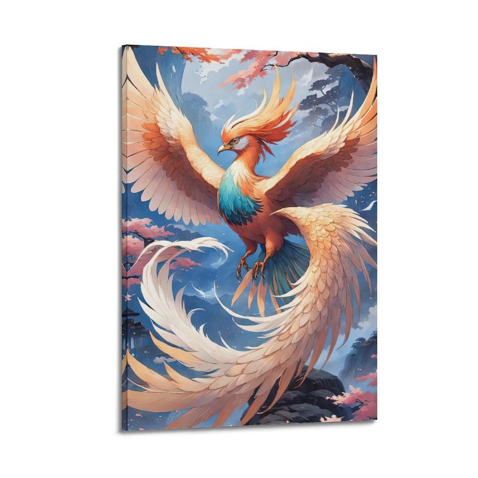 WPHSFX Bird Posters Phoenix Fantasy Poster Decorative Painting Canvas Wall Posters And Art Picture Print Modern Family Bedroom Decor Posters 20x30inch(50x75cm)