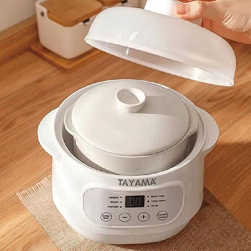 Miniatura 8 de TAYAMA Mini cocina de cerámica blanca de 1 cuarto de galón con preajustes y temporizador integrado, pequeña