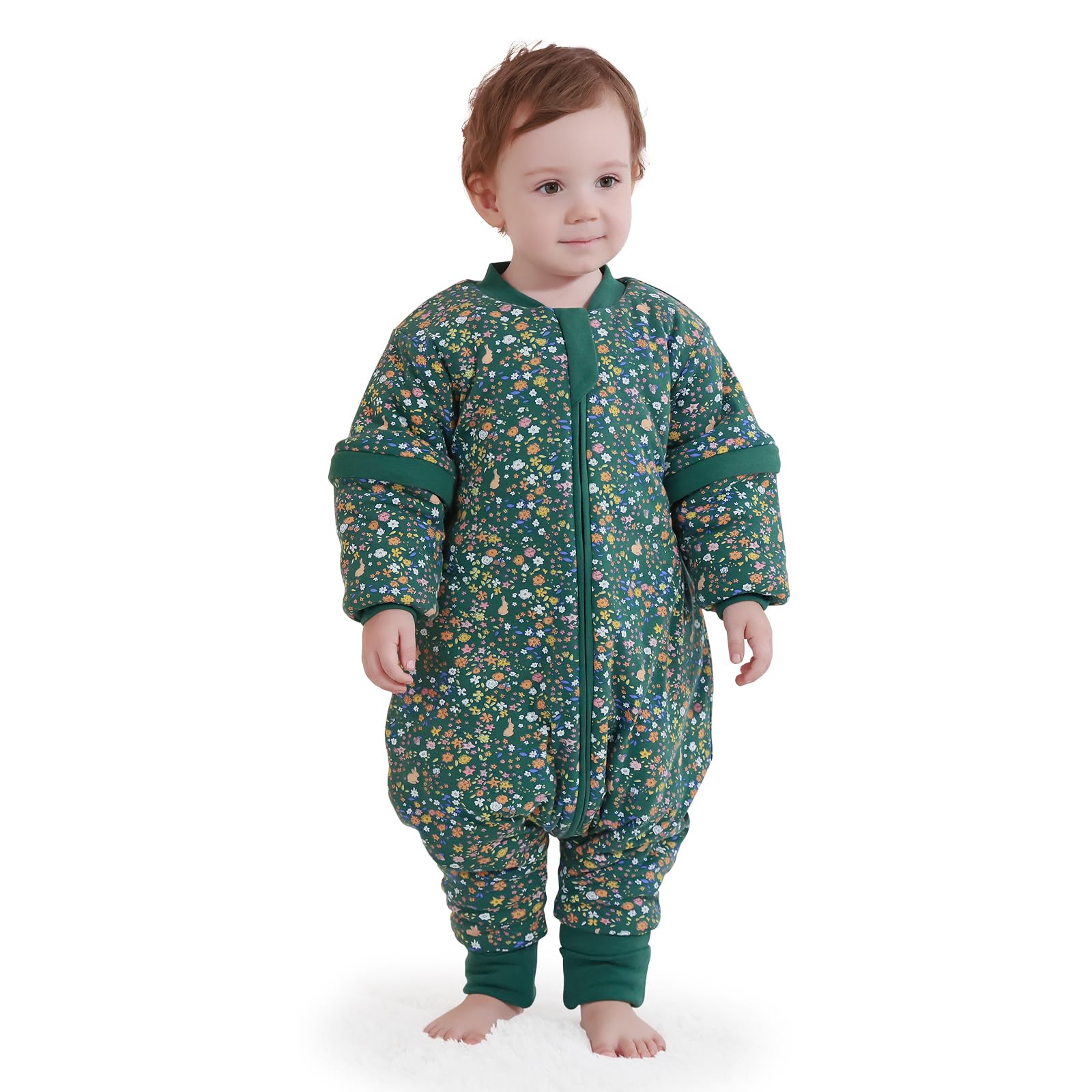 Mosebears Sacco nanna per bambino con gambe Sacco nanna per bambini foderato in caldo invernale con maniche staccabili, pigiama unisex per bambina