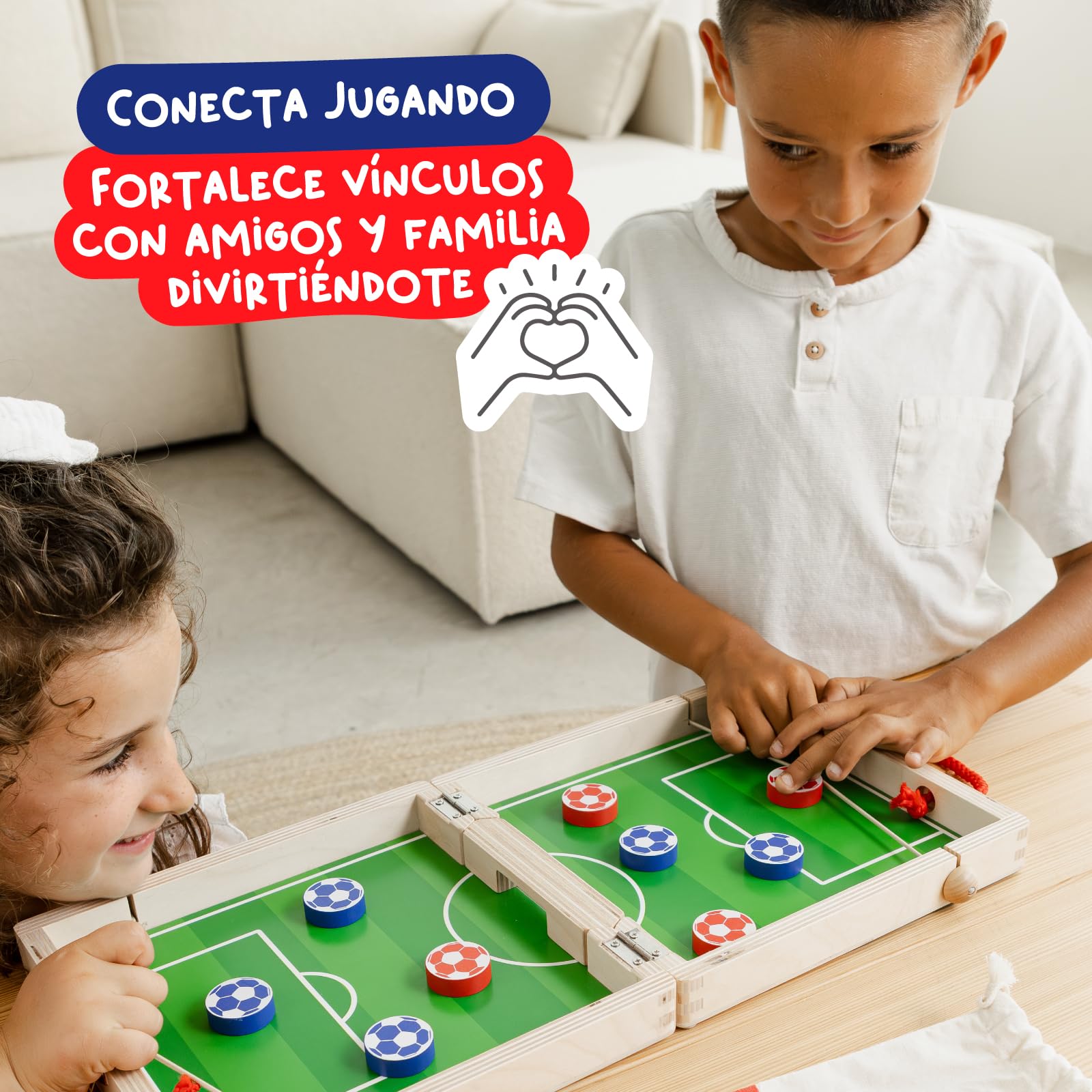 Nene Toys Sling Goal – Juego de Mesa Familiar Desde 4 Años para Niños y Adultos – Juguete en Madera para 2 Jugadores – Juego Infantil de Futbol para Viaje – Regalo Niños Niñas 4-12 Años