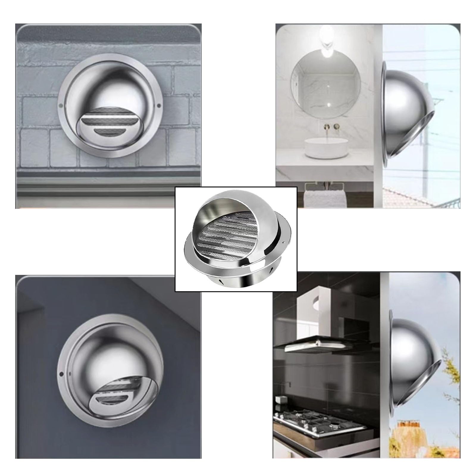 Rejilla de ventilación para Chimenea, Rejilla de ventilación de Acero Inoxidable con inclinación de 45° y mamparas integradas, aptas para oficinas (201,8 cm)