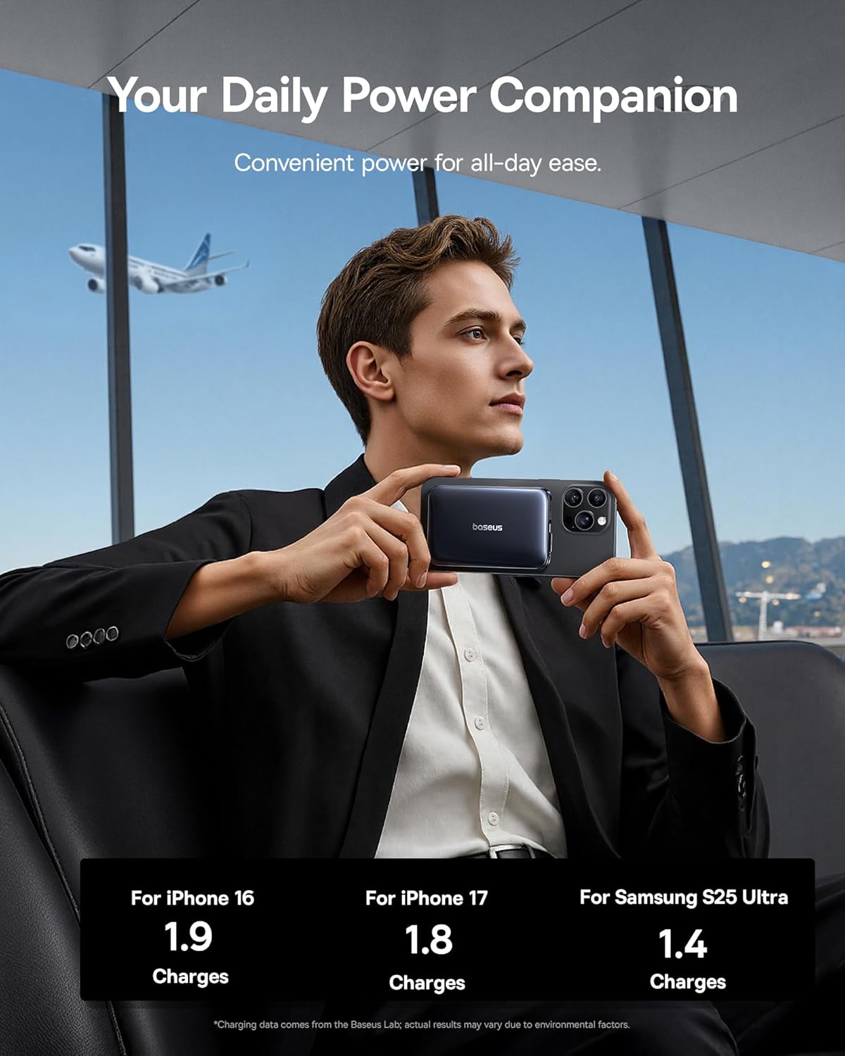 Baseus Picogo Qi2.2 25W Magsafe Portable Charger Power Bank 10000mAh 45W, with Built-in Cable USB-C Fast Charging Magnetic Battery Pack for iPhone 17/16/15/14/13/12 Pro Max/Pixel 10 Pro, Black - Image 7