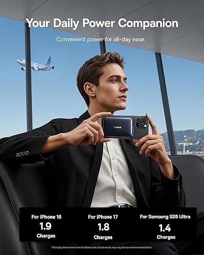 Miniatura 7 de Baseus Picogo Qi2.2 25W Magsafe Cargador Portátil Power Bank 10000mAh 45W, con Cable USB-C Integrado de Carga Rápida para iPhone 17/16/15/14/13 Pro