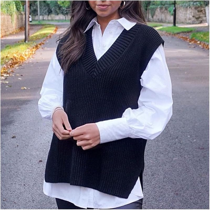 HMJPN Women' s Fashion Casual Vest Pullover Stretch Sweater