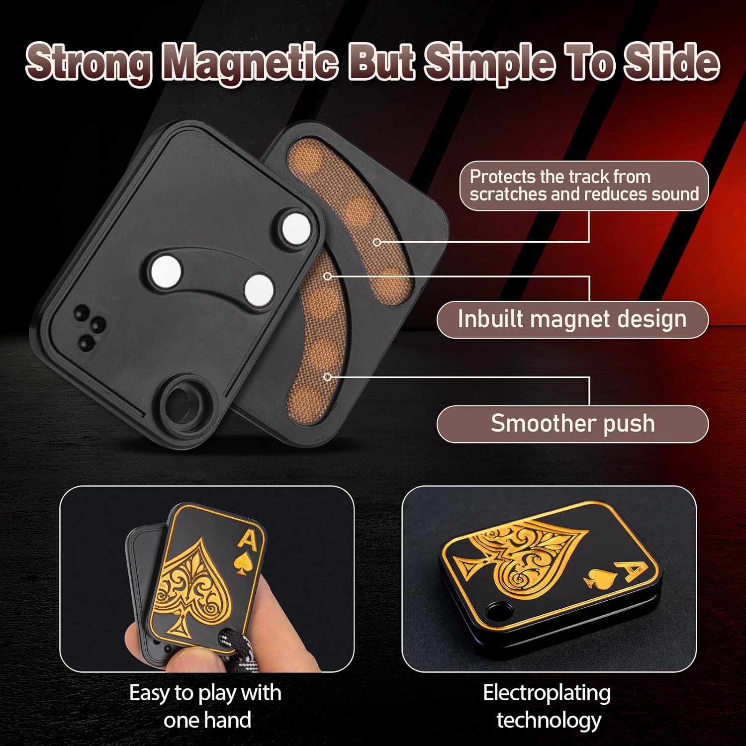 Poker Fidget Slider + 360° Fidget Toys Adults, EDC Metal Magnetic Toys to Relieve Stress, Tension, Anxiety -Improve Focus