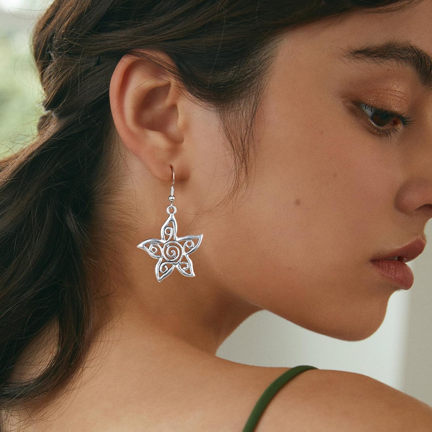 Silver Drop Dangle Earrings Trendy Vintage Statement Bohemia Boho Earrings Set for Women - Image 2