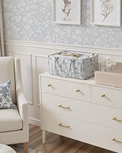 Miniatura 28 de Blissful Diary Organizador de pañales para bebé, elegante cesta de almacenamiento para artículos esenciales para recién nacidos y estación de Marrón