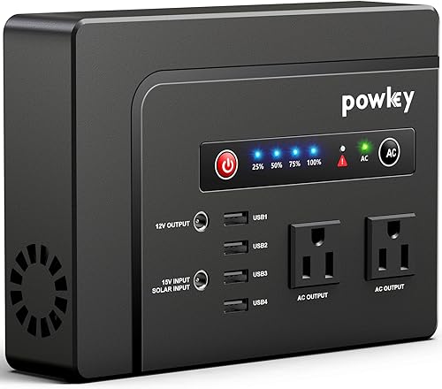 Miniatura 9 de Powkey Generador de energía solar, generador solar portátil de 200 W, estación de energía con paneles solares de 40 W, generador de 146 Wh, banco