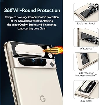 Zeking [2 Pack for Google Pixel 8 Pro (2023) Camera Lens Protector, 9H Hardness [HD Clarity] Case Friendly Anti-scratch, Bubble Free