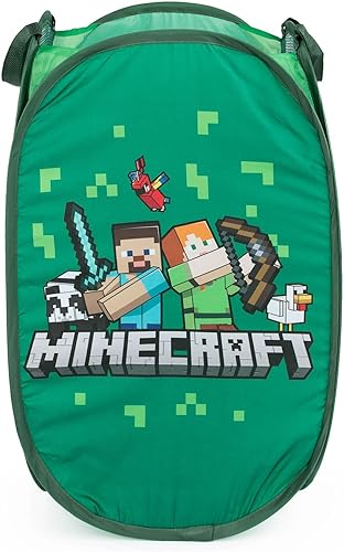 Minecraft Pop Up - Cesta de malla para videojuegos con asas duraderas, almacenamiento para ropa o juguetes