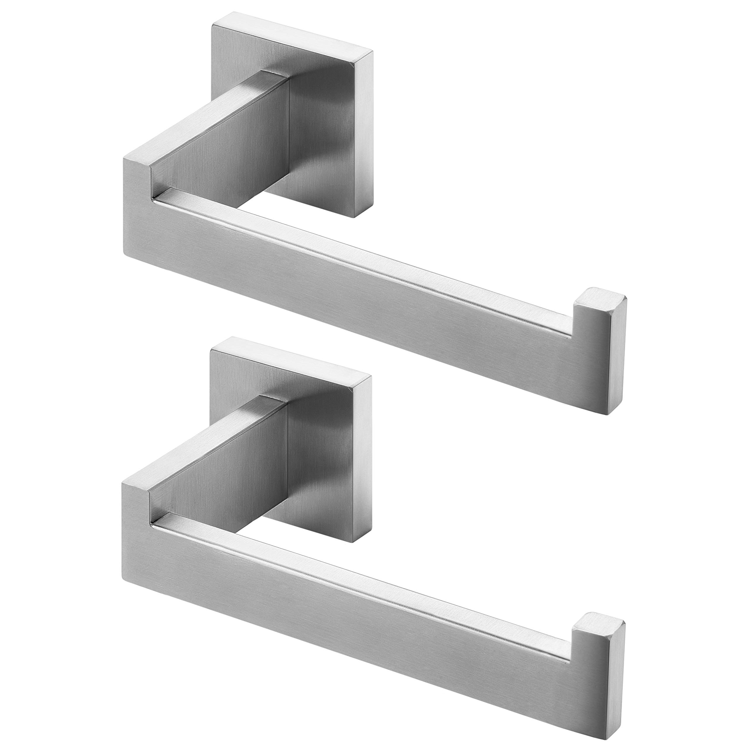 Hitslam Brushed Nickel-2Pack Brushed Nickel Toilet Roll Holder Wall Mounted Premium 304 Stainless Steel Toilet Paper Holder For Bathroom Rustproof Square 2 Pack