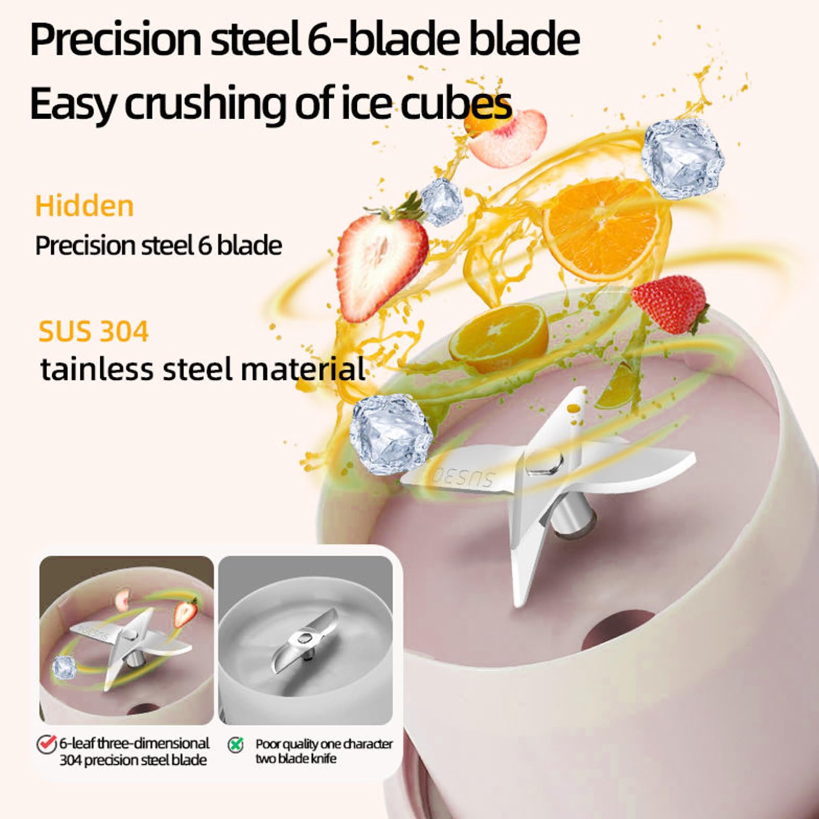 Frullatore Portatile 350ml Ricaricabile - Con Cannuccia, Per Frullati E Smoothie In Viaggio - Foto 7