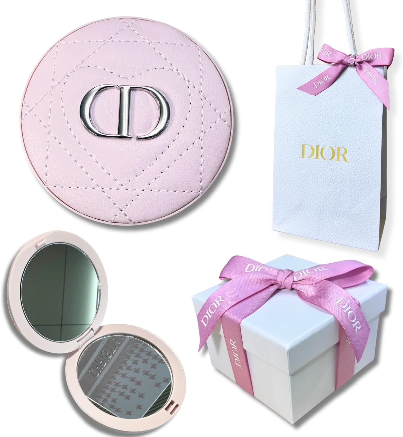 【セット品・ラッピング済み】DIOR ディオール ビューティー ミラー ポケットミラー 鏡 ピンク (ショッパー・ギフトボックス付)