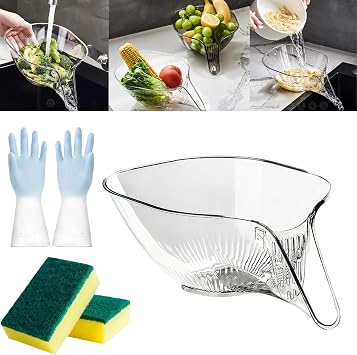 High Temperature Resistant Kitchen Essentials Drainage Basket, Multi-Functional Drain Basket, Drainage Basket Funnel with Funnelt, Drain Basket for for Vegetables,Pasta,Fruit,Salad1Pcs-Transparent