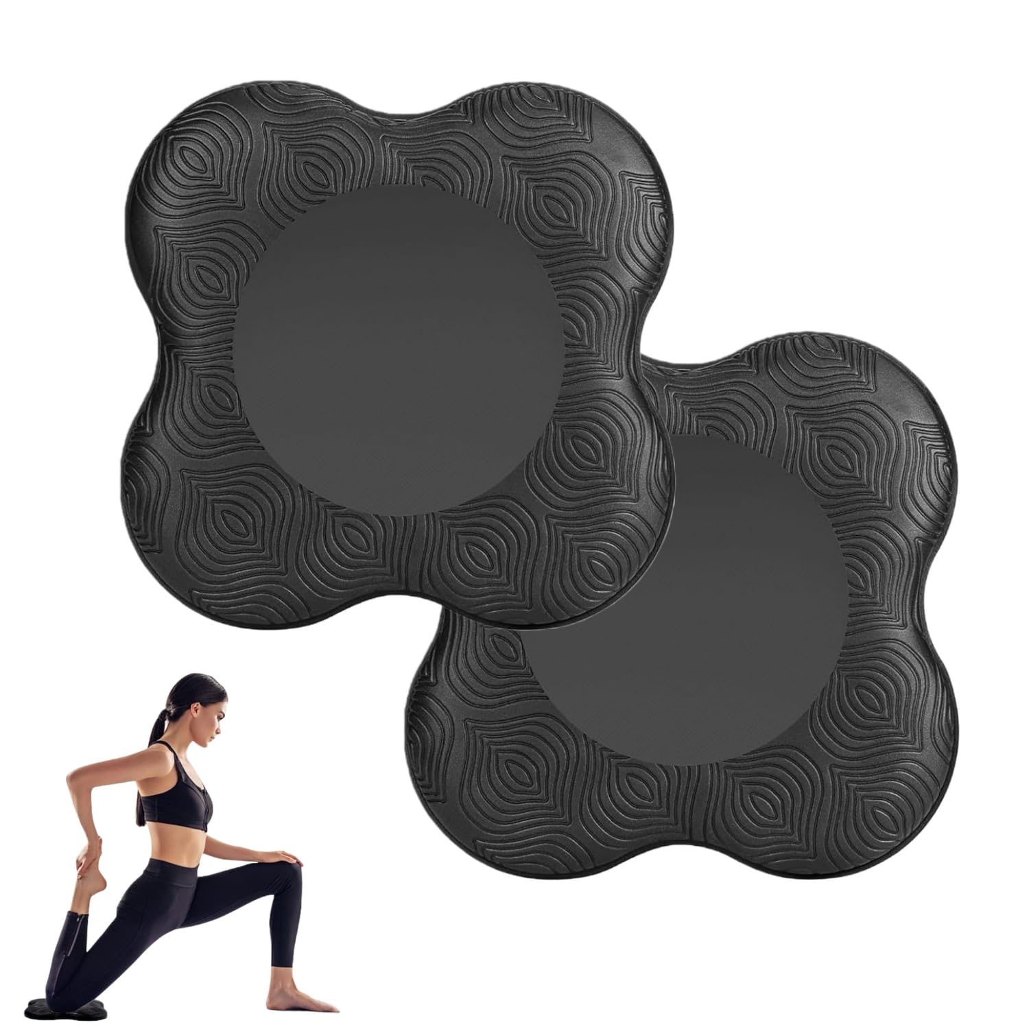 Zpeiran 2 Pack Non-Slip Yoga Knee Pads & Cushions Thick Support for Knees, Elbows, Wrists in Yoga,Pilates & Workouts(Black)