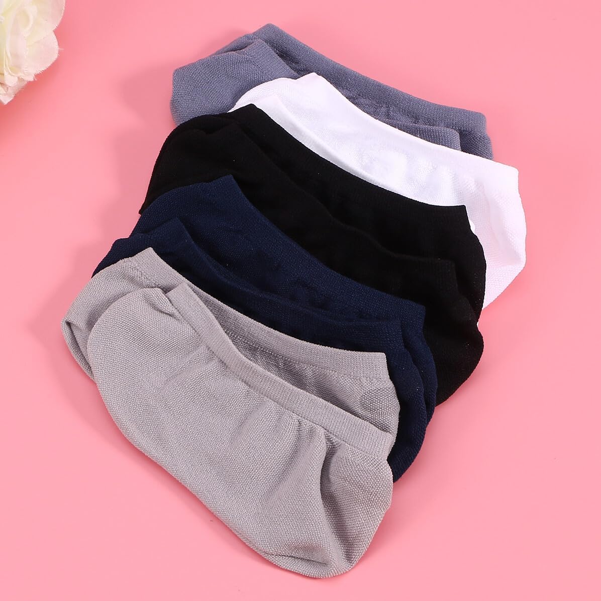 Abaodam 5 Pairs Men No Show Socks Low Cut Ankle Socks Breathable Invisible Socks with Anti-Slip Heel Grips One size Fits Most for Sneakers Loafers Canvas Shoes Indoor Outdoor Wear