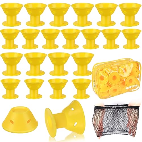 Miniatura 8 de JANYUN 40 rulos mágicos morados para el cabello, incluyen 20 rizadores grandes de silicona para dormir, 20 rizadores de pelo pequeños sin calor