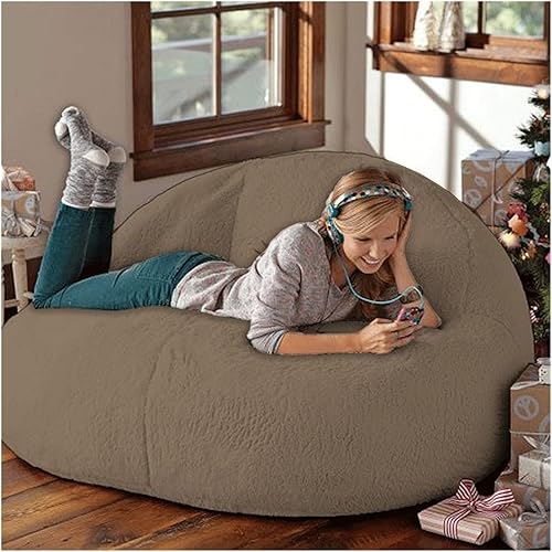 Miniatura 27 de Puf, sin relleno, muebles de sala de estar, grandes, redondos, suaves y esponjosos (solo incluye una funda, no un puf completo), de piel sintética,