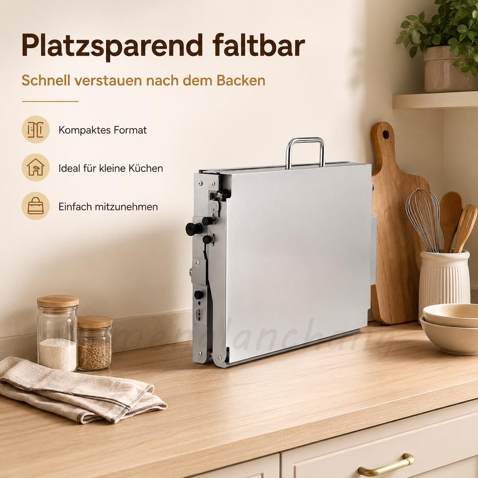 Teigausrollmaschine Edelstahl Gewerbliche/Heim, Manuelle Faltbare Ausrollmaschine Mit 0-25mm Einstellbarer Dicke FüR BläTterteig, Fondant, Pizza, Croissants Und Konditoreien Modell300
