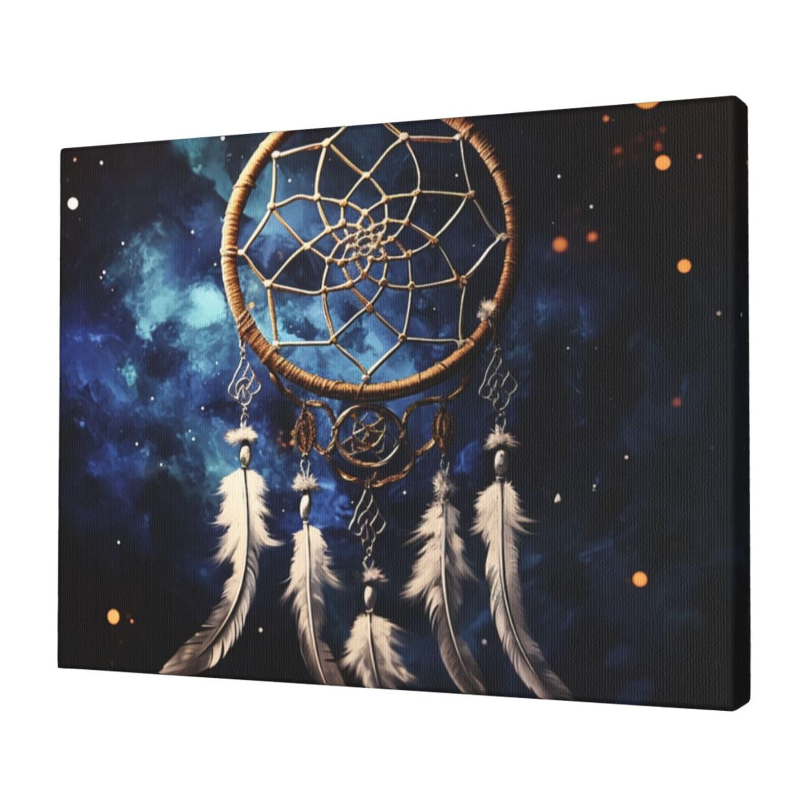 KLOPH White fantasy dream catcher Canvas Wall Art for Living Room 12"x16" Modern Artwork Painting for Bathroom Hanging Canvas Prints Aesthetic Wallart for Bedroom Kitchen Office Wall Decor