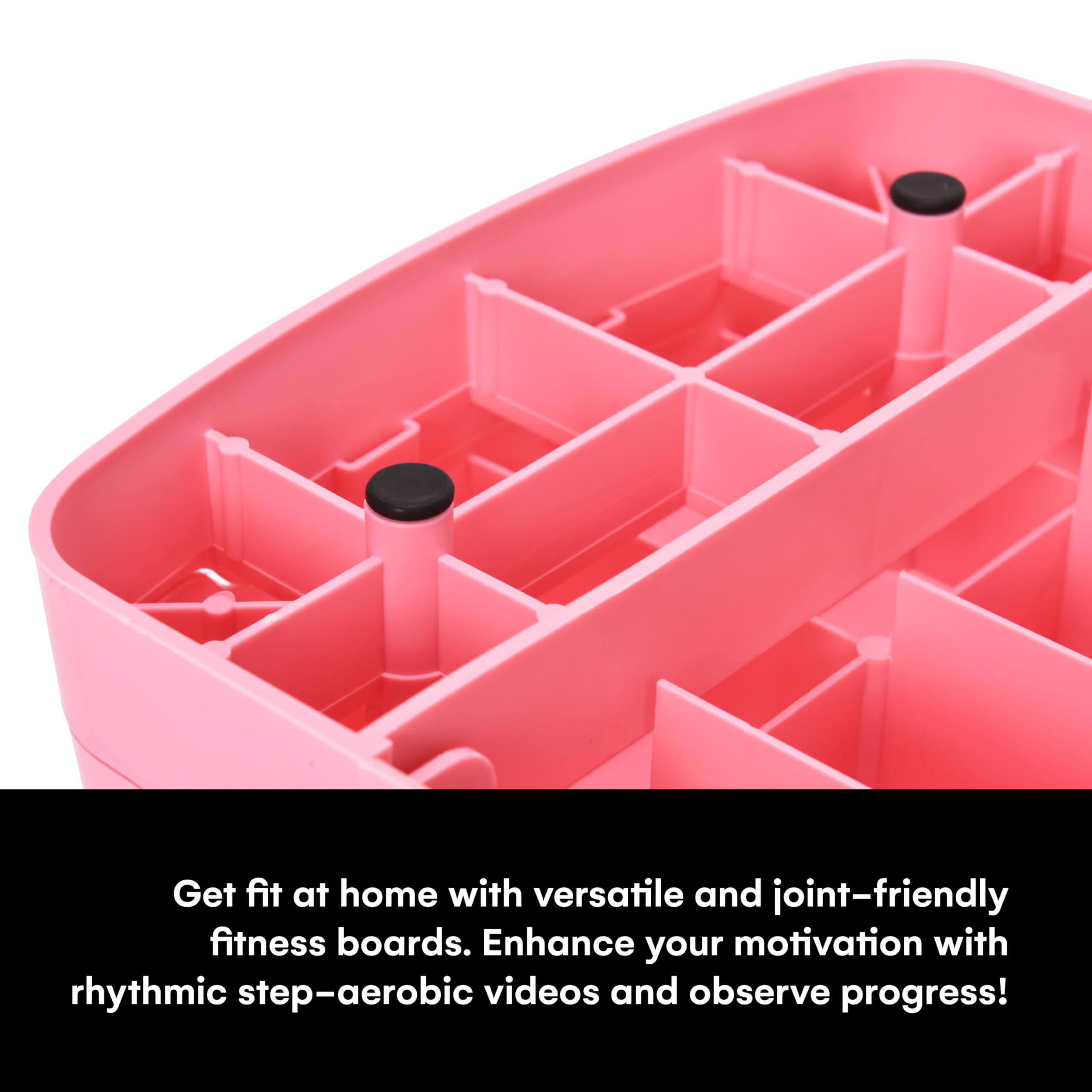 POWRX Step Board d'aérobic Step Board - Hauteur réglable - Appareil de fitness pour la maison - Step Aerobic Board avec tapis antidérapant - Convient pour tous les âges - 68 x 28 cm - Rose