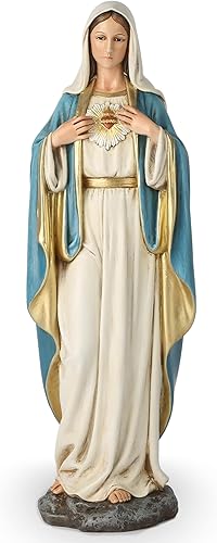 BC Estatua Católica del Corazón Inmaculado de la Virgen María, 16.5" de Altura, Figura de la Santa Madre para Altar, Regalo Religioso, Decoración