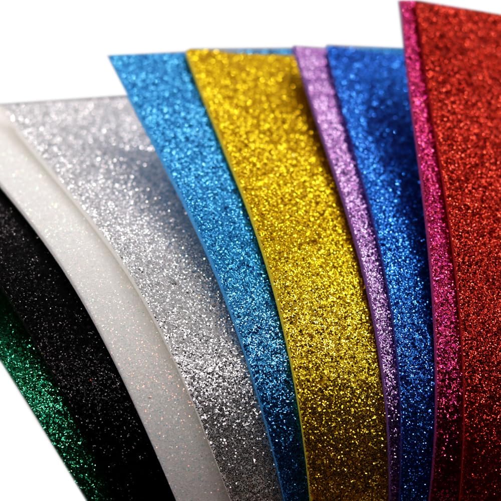 A4 Glitter Foam Sheet Self Adhesive Sticker Multi Color Shiny Sticker Paper for DIY Craft (A4-10 Sheets)