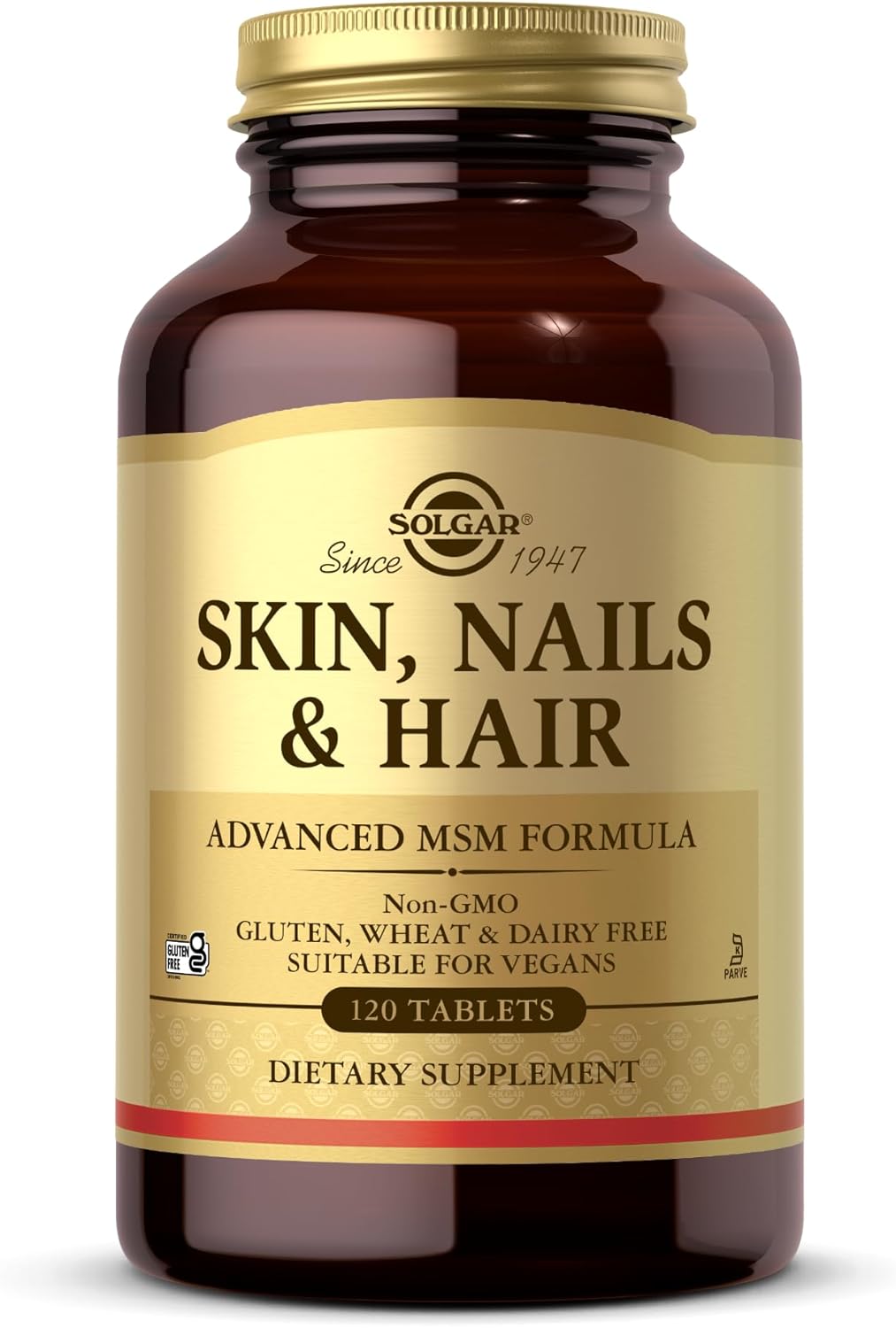 Solgar Skin, Nails & Hair - 120 Tablets - Advanced MSM Formula - Non GMO, Vegan, Gluten & Dairy Free - 60 Servings