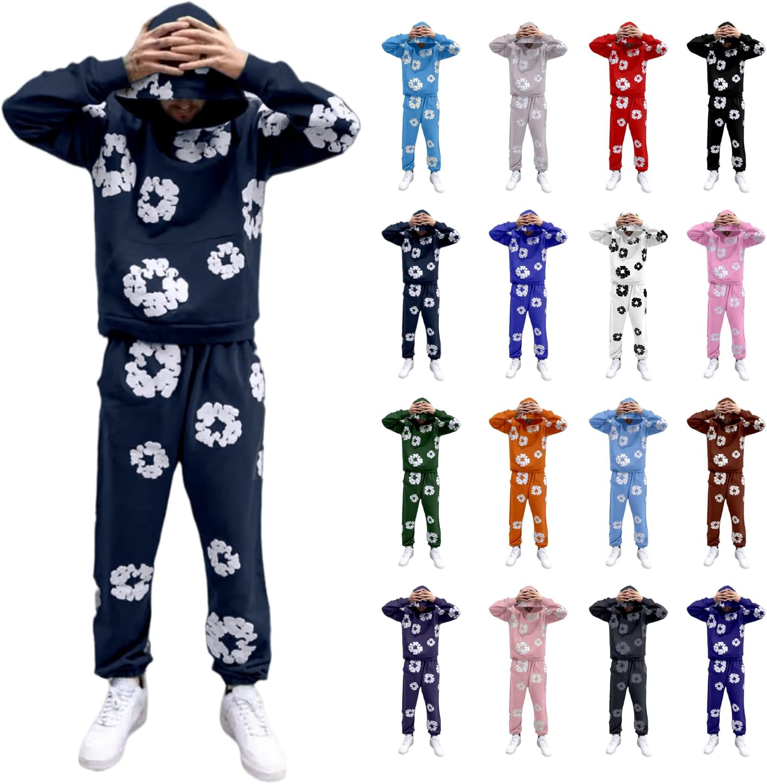 Tracksuit Men's Jogging Suit Hooded Tops & Trousers Set 2-Piece Tracksuit Sports Suit Streetwear Cotton Loose Leisure Suit Leisure Suit Y2K Hip Hop Pullover Jogging Bottoms Activewear Unisex
