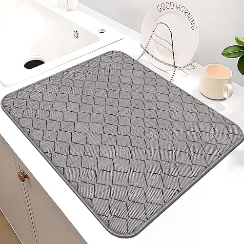 Miniatura 9 de Tapete para secar platos  Tapetes de secado de platos ultra absorbentes  Lavable a máquina y secado súper rápido  Solución práctica para secar