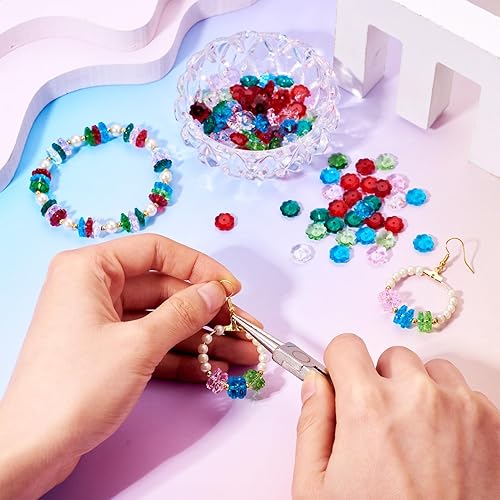 Miniatura 6 de Craftdady 100 cuentas de flores de vidrio facetadas transparentes Margarita abalorios de flores de cristal Briolette, cuentas espaciadoras florales