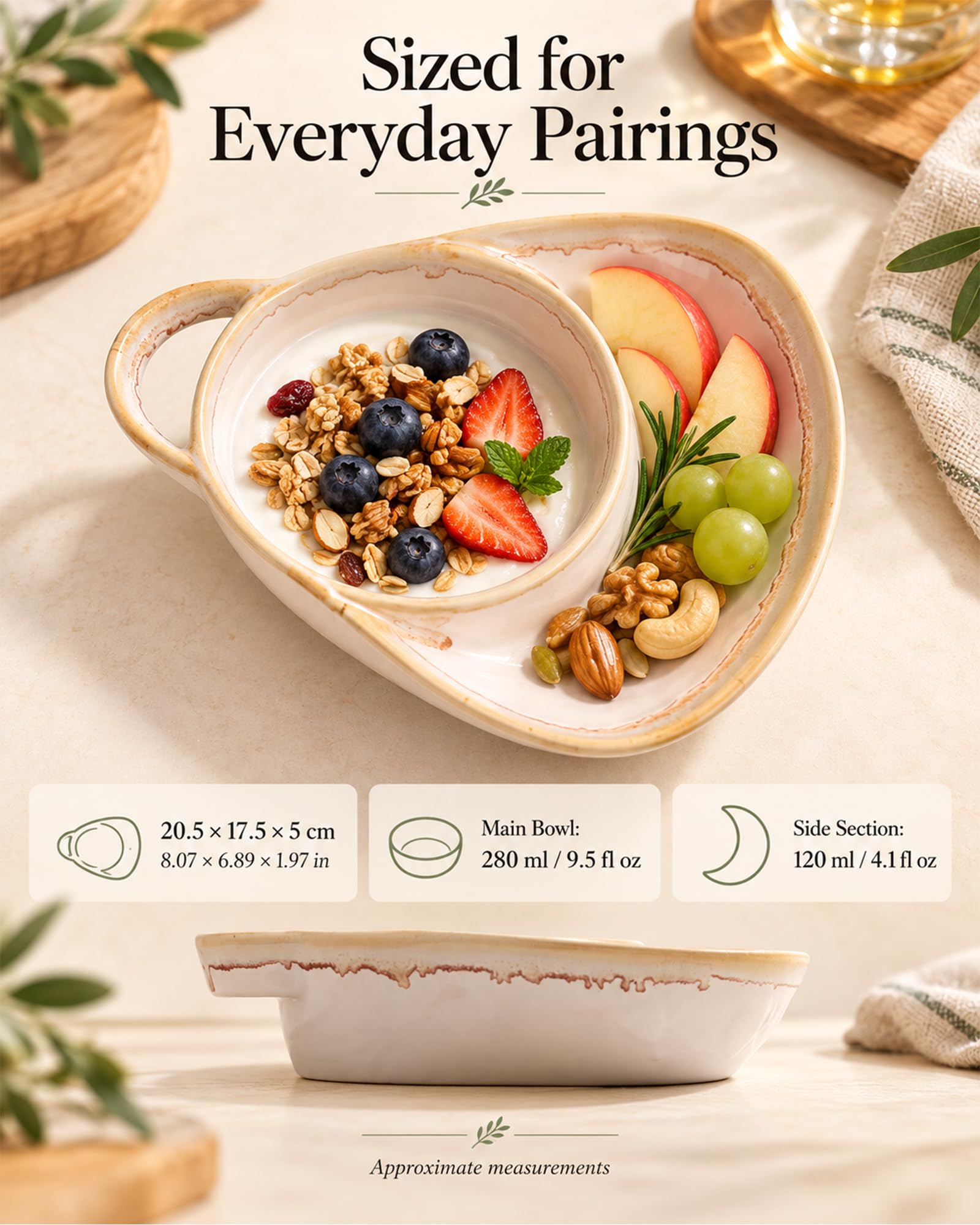 Set di piatti in ceramica con scomparti per zuppa e sandwich, colore