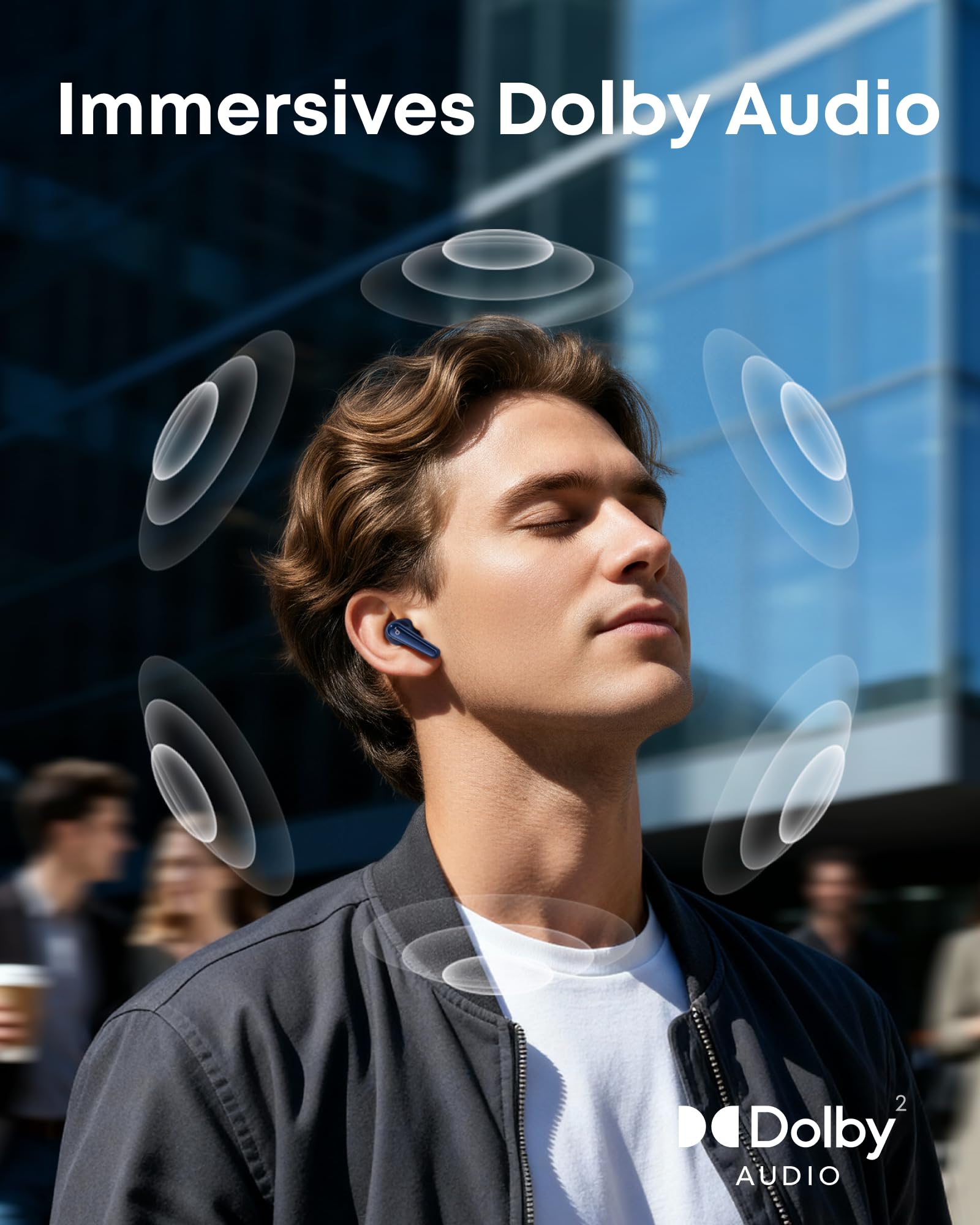 soundcore Liberty 5 Firmy Anker(odnowiona), Bezprzewodowe Słuchawki z Tłumieniem Hałasu, 2x Silniejsza Redukcja Głosu, Adaptacyjne Tłumienie Hałasu, Szybkie Ładowanie, Dolby Audio