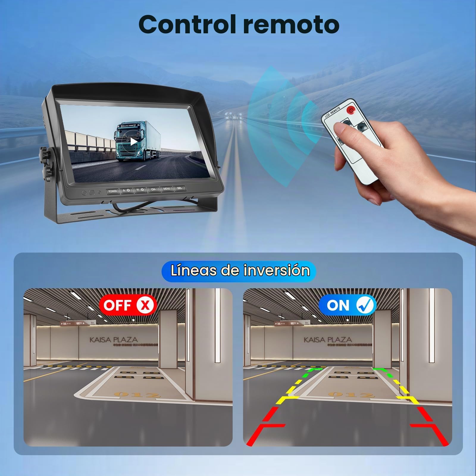 Rimoody Cámara de Visión Trasera 9 Pulgadas Monitor LCD con 2 Cámaras Traseras AHD Resistente al Agua IP69 Visión Nocturna con Cable de 10M para Camionetas Camionetas Autocaravanas pequeñas Caravanas