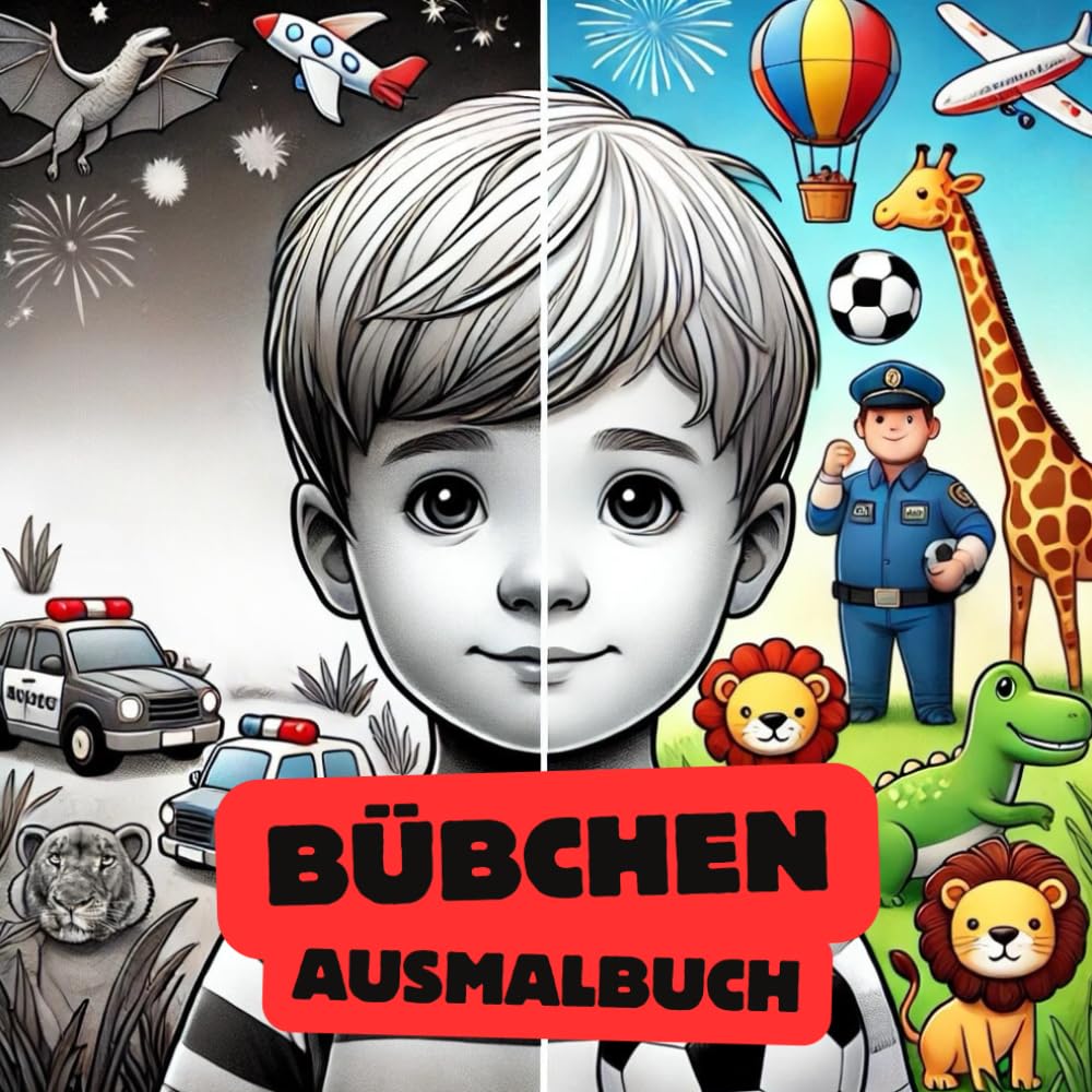Bübchen Ausmalbuch: Mein erstes Malbuch für kleine Jungs ab 3 Jahren - Spaß und Kreativität mit einfachen Motiven: Spielerisch die Welt entdecken - ... Motiven für kleine Abenteurer ab 3 Jahren