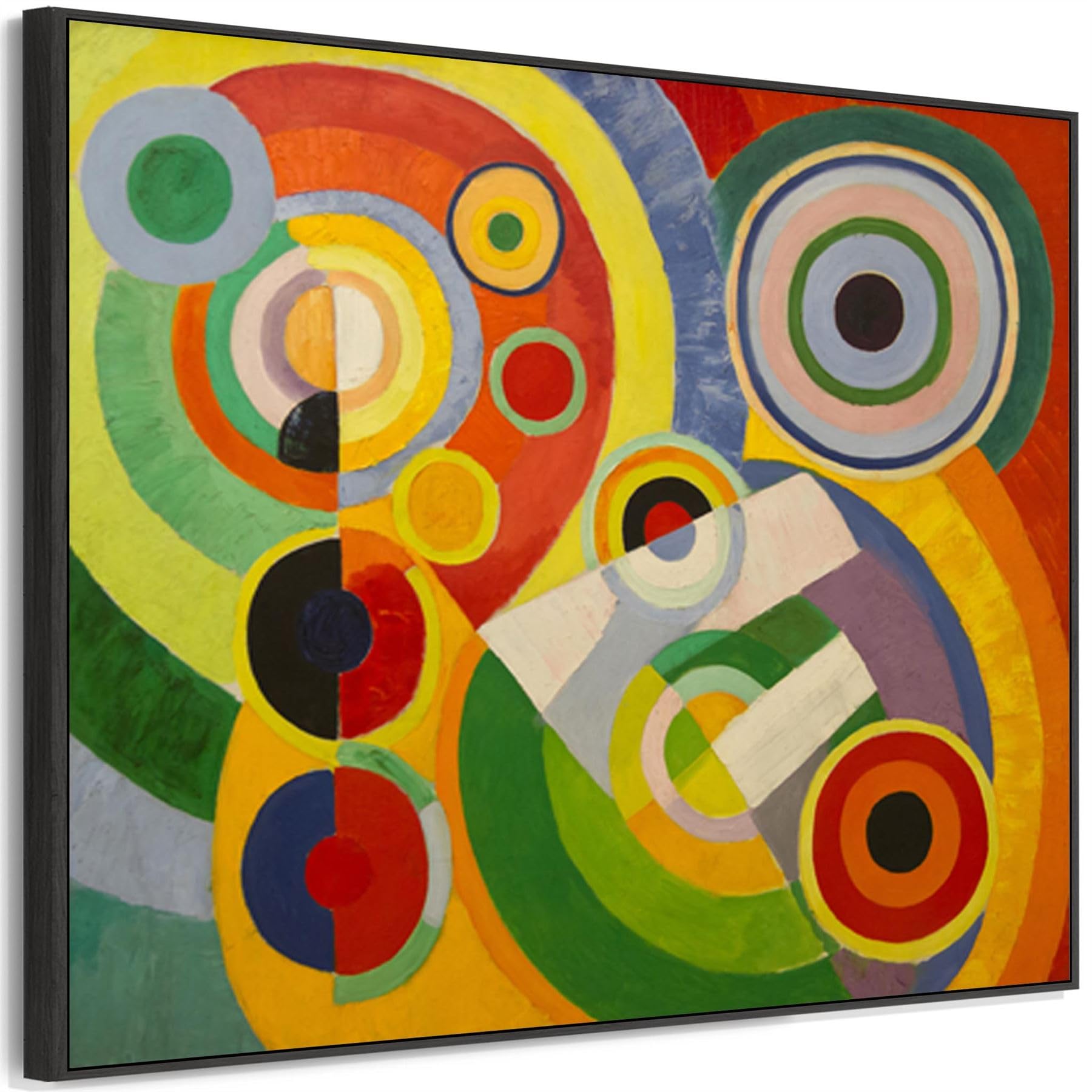 Wallfillers Robert Delaunay - Framed Multi Coloured Abstract Art Print - Rythme Joie De Vivre - On Canvas (100Cm X 84Cm)
